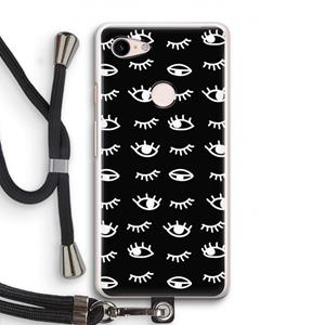 CaseCompany Eye pattern #3: Pixel 3 Transparant Hoesje met koord