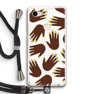 CaseCompany Hands dark: Pixel 3 Transparant Hoesje met koord
