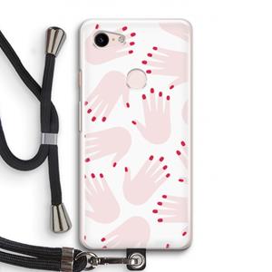 CaseCompany Hands pink: Pixel 3 Transparant Hoesje met koord