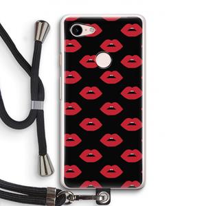 CaseCompany Lips: Pixel 3 Transparant Hoesje met koord