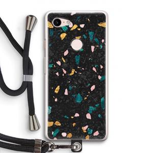 CaseCompany Terrazzo N°10: Pixel 3 Transparant Hoesje met koord