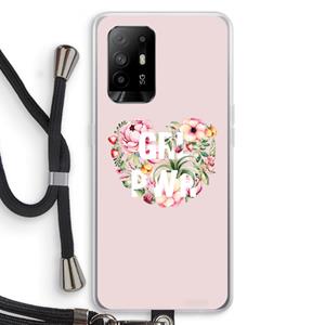 CaseCompany GRL PWR Flower: Oppo A94 5G Transparant Hoesje met koord