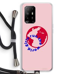 CaseCompany Run The World: Oppo A94 5G Transparant Hoesje met koord