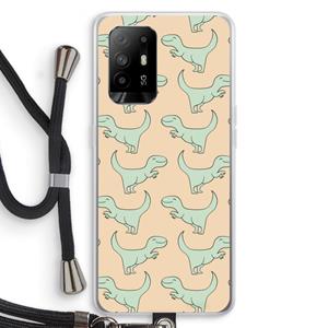 CaseCompany Dinos: Oppo A94 5G Transparant Hoesje met koord