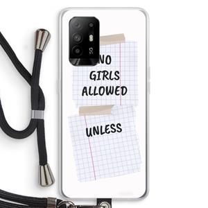 CaseCompany No Girls Allowed Unless: Oppo A94 5G Transparant Hoesje met koord