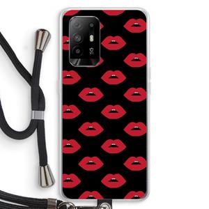 CaseCompany Lips: Oppo A94 5G Transparant Hoesje met koord