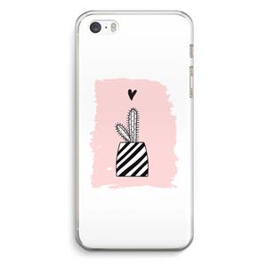 CaseCompany Zwart-wit cactus: iPhone 5 / 5S / SE Transparant Hoesje