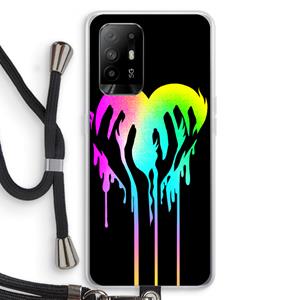 CaseCompany Hold My Heart: Oppo A94 5G Transparant Hoesje met koord