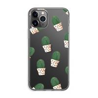 CaseCompany Cactusprint roze: iPhone 11 Pro Max Transparant Hoesje