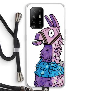 CaseCompany Lama: Oppo A94 5G Transparant Hoesje met koord
