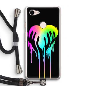 CaseCompany Hold My Heart: Pixel 3 Transparant Hoesje met koord