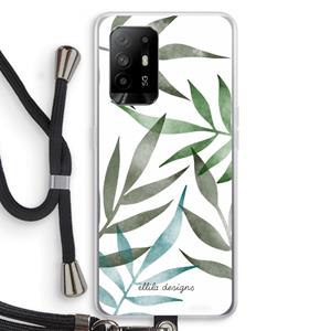 CaseCompany Tropical watercolor leaves: Oppo A94 5G Transparant Hoesje met koord