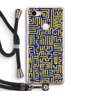 CaseCompany Majorelle Blue Print: Pixel 3 Transparant Hoesje met koord
