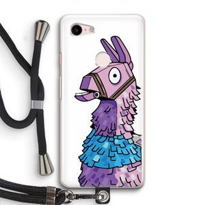 CaseCompany Lama: Pixel 3 Transparant Hoesje met koord