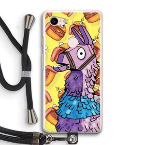 CaseCompany Loot Burger: Pixel 3 Transparant Hoesje met koord