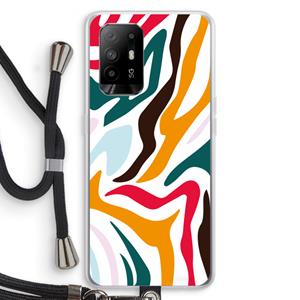 CaseCompany Colored Zebra: Oppo A94 5G Transparant Hoesje met koord