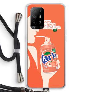 CaseCompany Peach please!: Oppo A94 5G Transparant Hoesje met koord