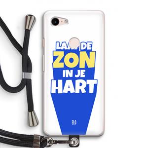 CaseCompany Laat de zon in je hart: Pixel 3 Transparant Hoesje met koord