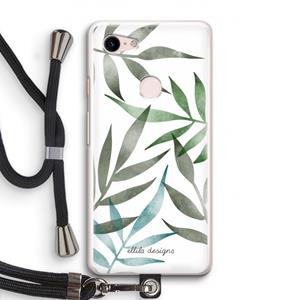 CaseCompany Tropical watercolor leaves: Pixel 3 Transparant Hoesje met koord