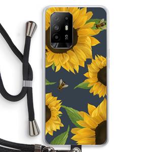 CaseCompany Sunflower and bees: Oppo A94 5G Transparant Hoesje met koord