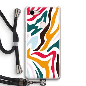 CaseCompany Colored Zebra: Pixel 3 Transparant Hoesje met koord
