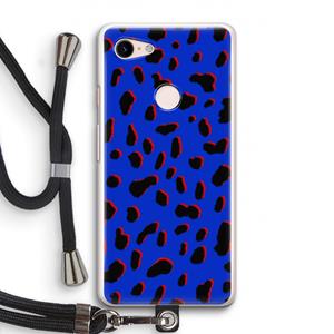 CaseCompany Blue Leopard: Pixel 3 Transparant Hoesje met koord