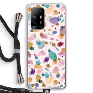 CaseCompany Terrazzo Memphis Pink: Oppo A94 5G Transparant Hoesje met koord
