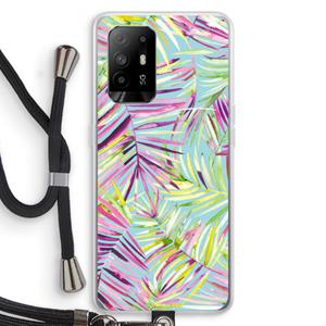 CaseCompany Tropical Palms Blue: Oppo A94 5G Transparant Hoesje met koord