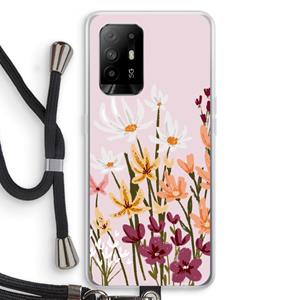 CaseCompany Painted wildflowers: Oppo A94 5G Transparant Hoesje met koord