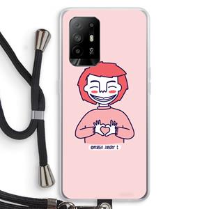 CaseCompany Hartje: Oppo A94 5G Transparant Hoesje met koord