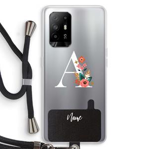 CaseCompany Pink Bouquet: Oppo A94 5G Transparant Hoesje met koord
