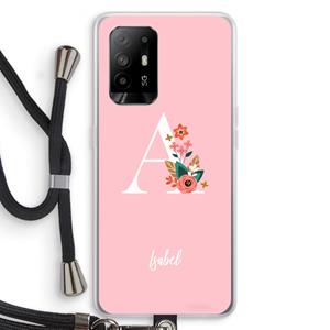 CaseCompany Pink Bouquet: Oppo A94 5G Transparant Hoesje met koord