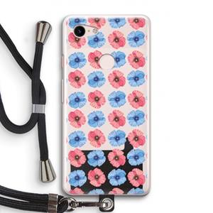CaseCompany Klaproosjes: Pixel 3 Transparant Hoesje met koord