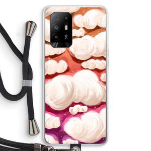 CaseCompany Katoen Wolken: Oppo A94 5G Transparant Hoesje met koord