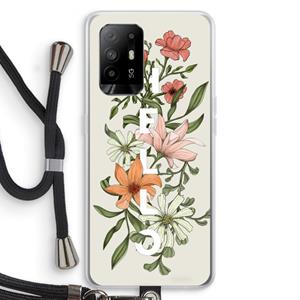 CaseCompany Hello bloemen: Oppo A94 5G Transparant Hoesje met koord