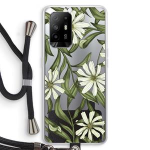 CaseCompany Wit bloemenpatroon: Oppo A94 5G Transparant Hoesje met koord