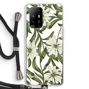 CaseCompany Wit bloemenpatroon: Oppo A94 5G Transparant Hoesje met koord