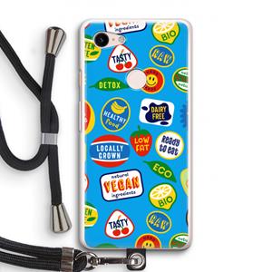 CaseCompany Fruitsticker: Pixel 3 Transparant Hoesje met koord