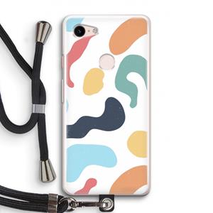 CaseCompany Memphis Shapes Blue: Pixel 3 Transparant Hoesje met koord
