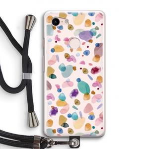 CaseCompany Terrazzo Memphis Pink: Pixel 3 Transparant Hoesje met koord