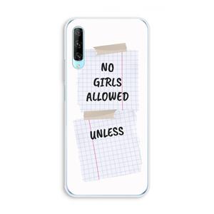 CaseCompany No Girls Allowed Unless: Huawei P Smart Pro Transparant Hoesje