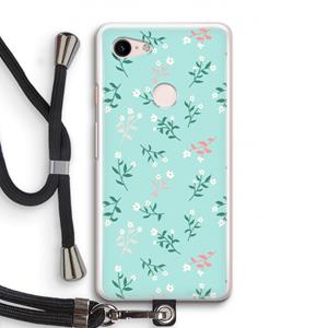 CaseCompany Small white flowers: Pixel 3 Transparant Hoesje met koord
