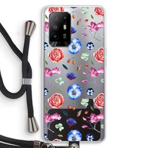 CaseCompany Bloemetjes: Oppo A94 5G Transparant Hoesje met koord