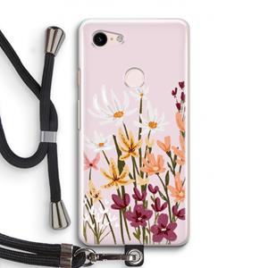 CaseCompany Painted wildflowers: Pixel 3 Transparant Hoesje met koord