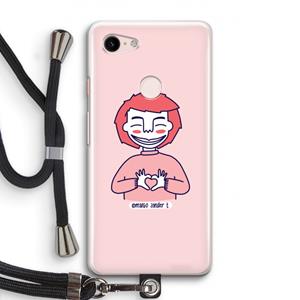 CaseCompany Hartje: Pixel 3 Transparant Hoesje met koord