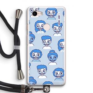 CaseCompany Gezichtjes: Pixel 3 Transparant Hoesje met koord