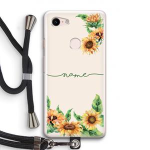 CaseCompany Zonnebloemen: Pixel 3 Transparant Hoesje met koord