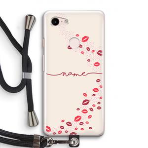 CaseCompany Kusjes: Pixel 3 Transparant Hoesje met koord