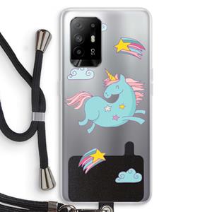 CaseCompany Vliegende eenhoorn: Oppo A94 5G Transparant Hoesje met koord