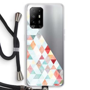 CaseCompany Gekleurde driehoekjes pastel: Oppo A94 5G Transparant Hoesje met koord